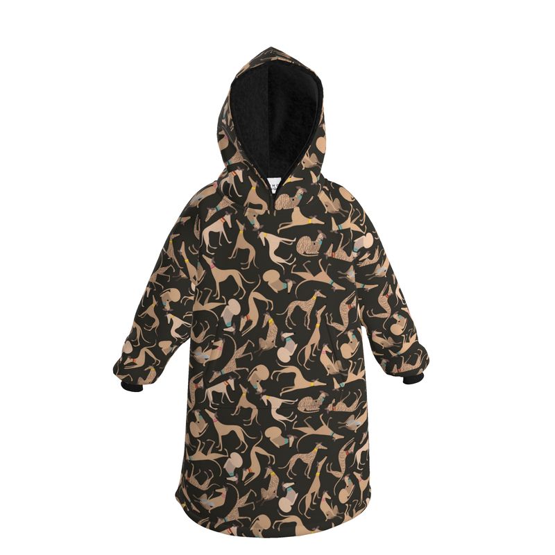 Fawn & Fawn Brindle Hound Loungers - WARM GREY Hoodie Blanket