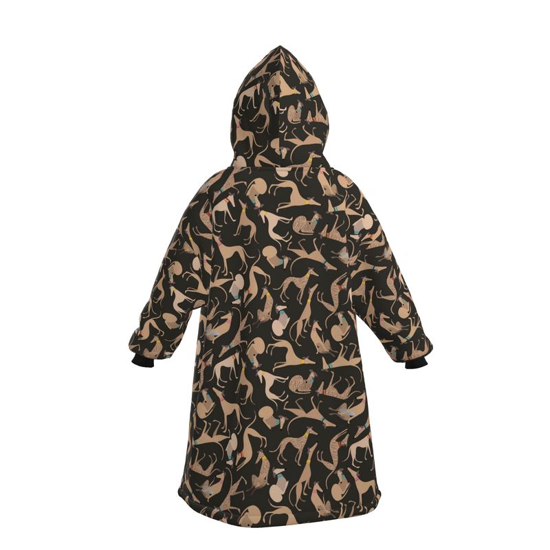 Fawn & Fawn Brindle Hound Loungers - WARM GREY Hoodie Blanket