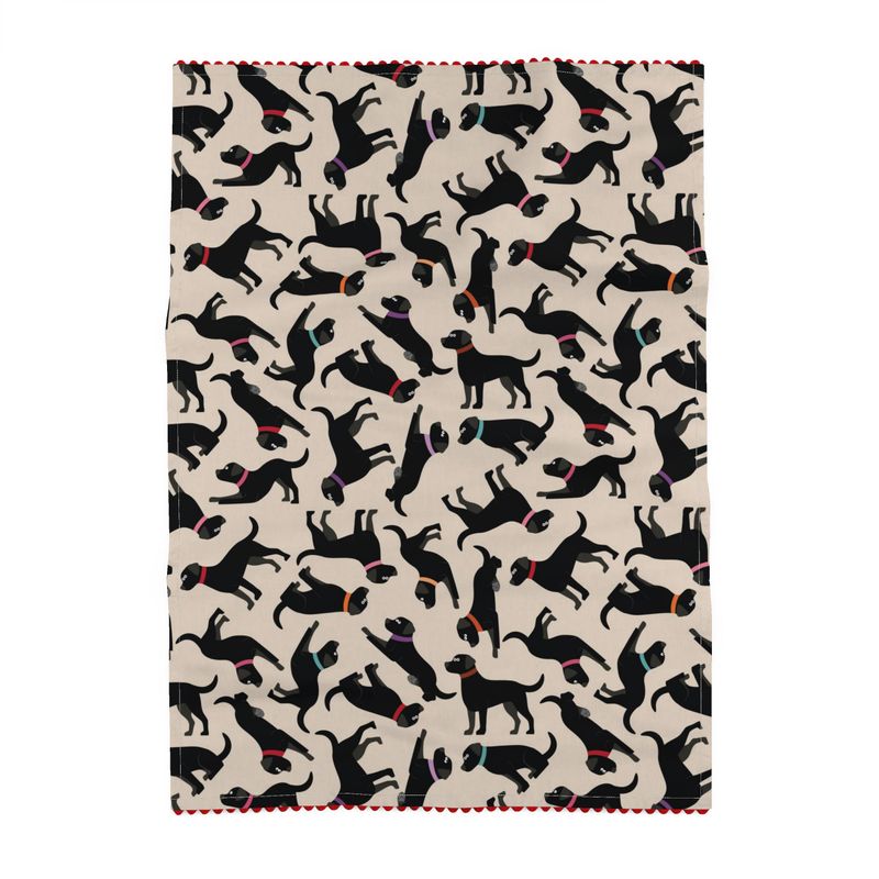 Black Labrador - Luxury Tea Towel with Decorative Edge