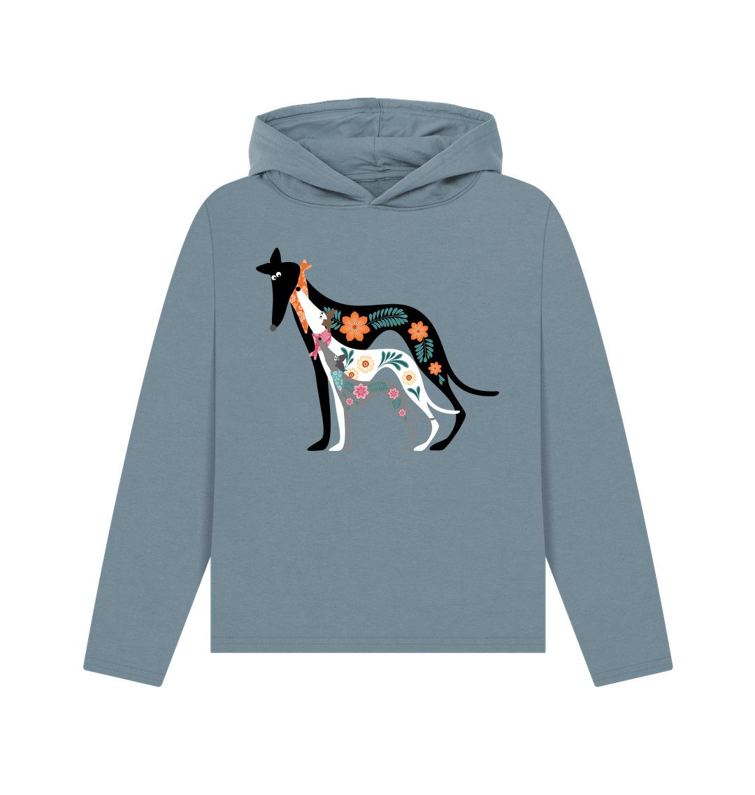 Stone Blue Printed Hoody