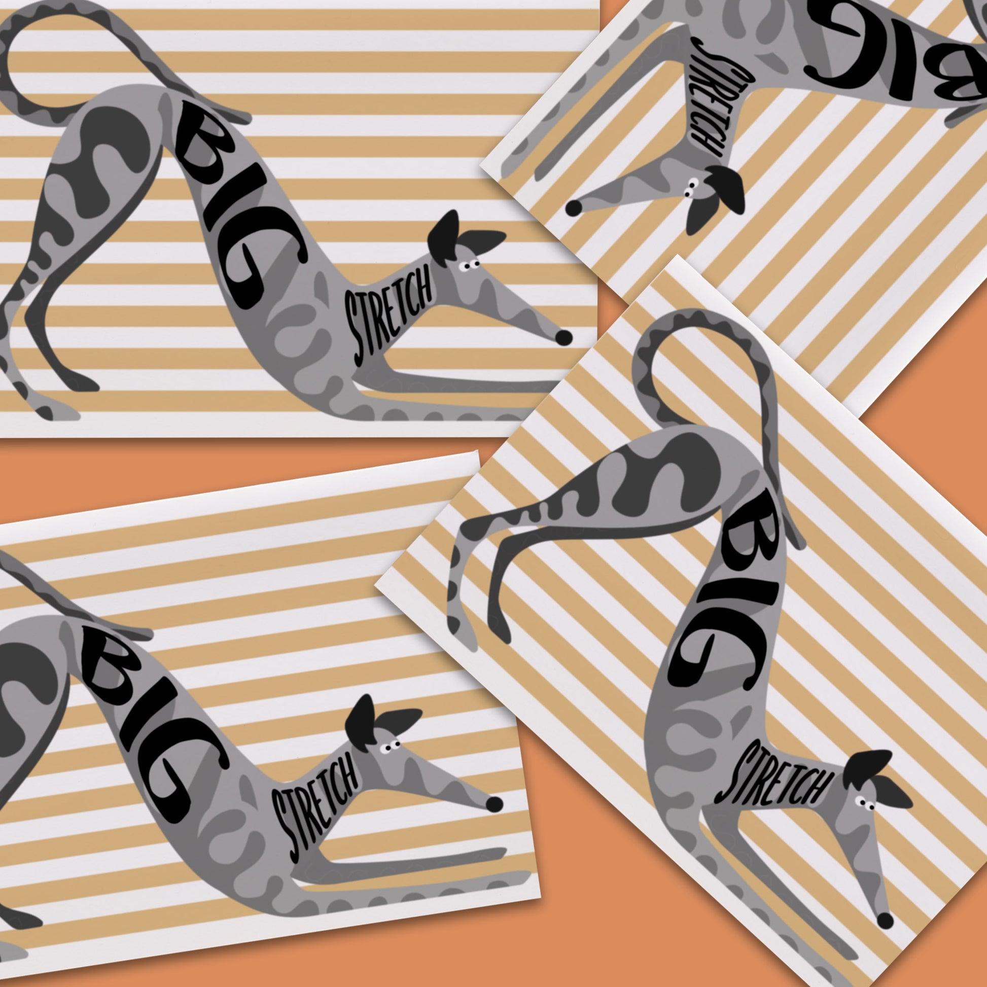 Big Stretch - Hound Greetings Card - A6 - 2 COLOURS AVAILABLE