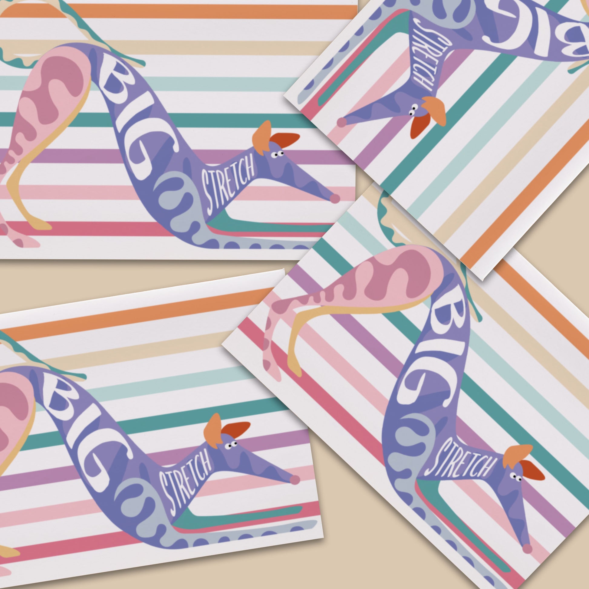 Big Stretch - Hound Greetings Card - A6 - 2 COLOURS AVAILABLE