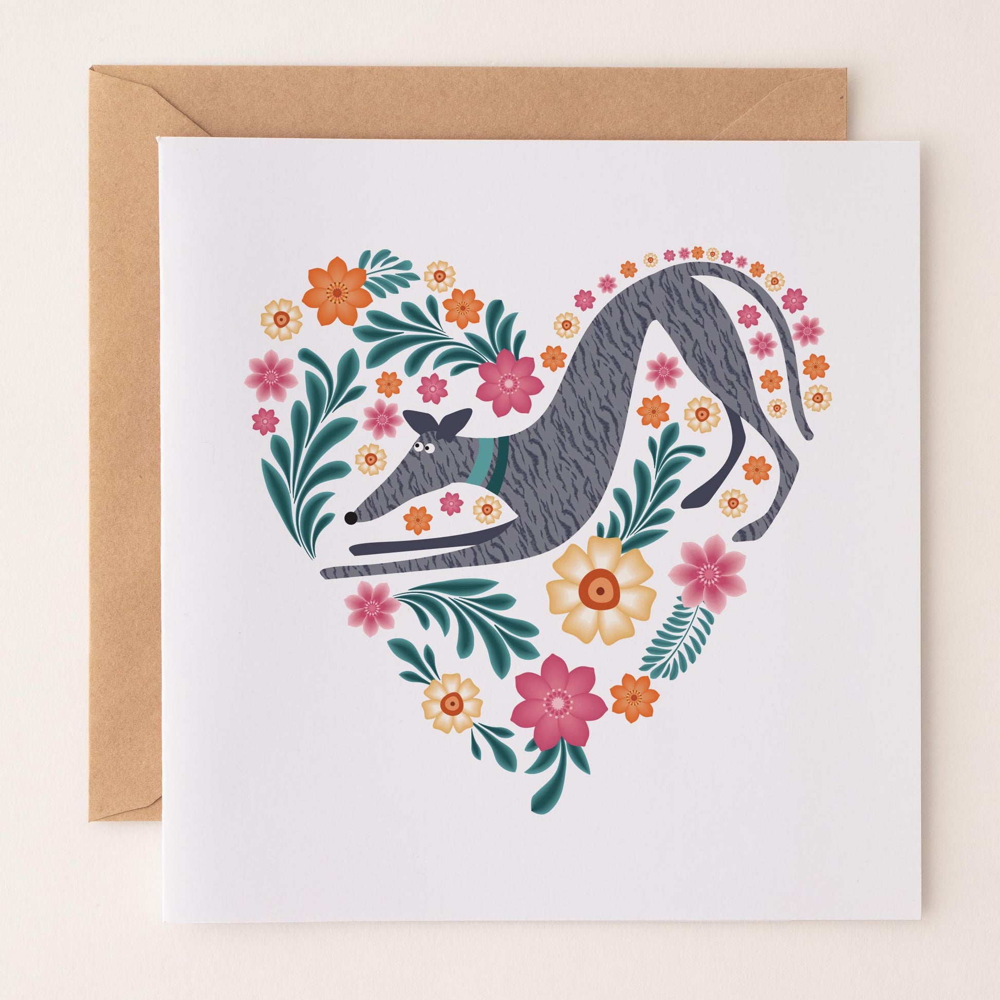 Hearts & Flowers - Hound Greetings Card