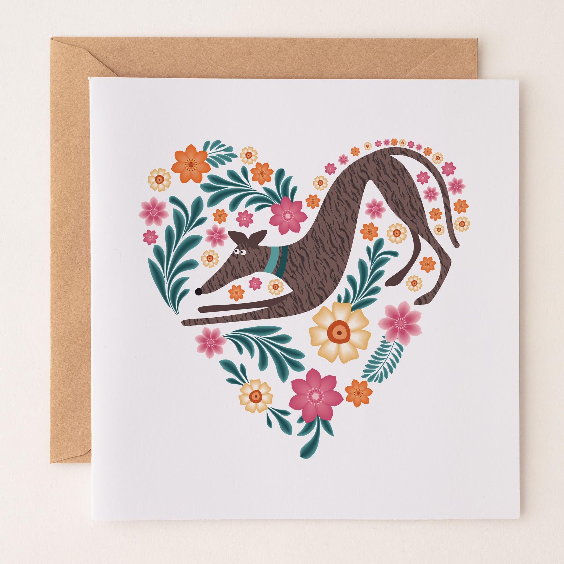 Hearts & Flowers - Hound Greetings Card
