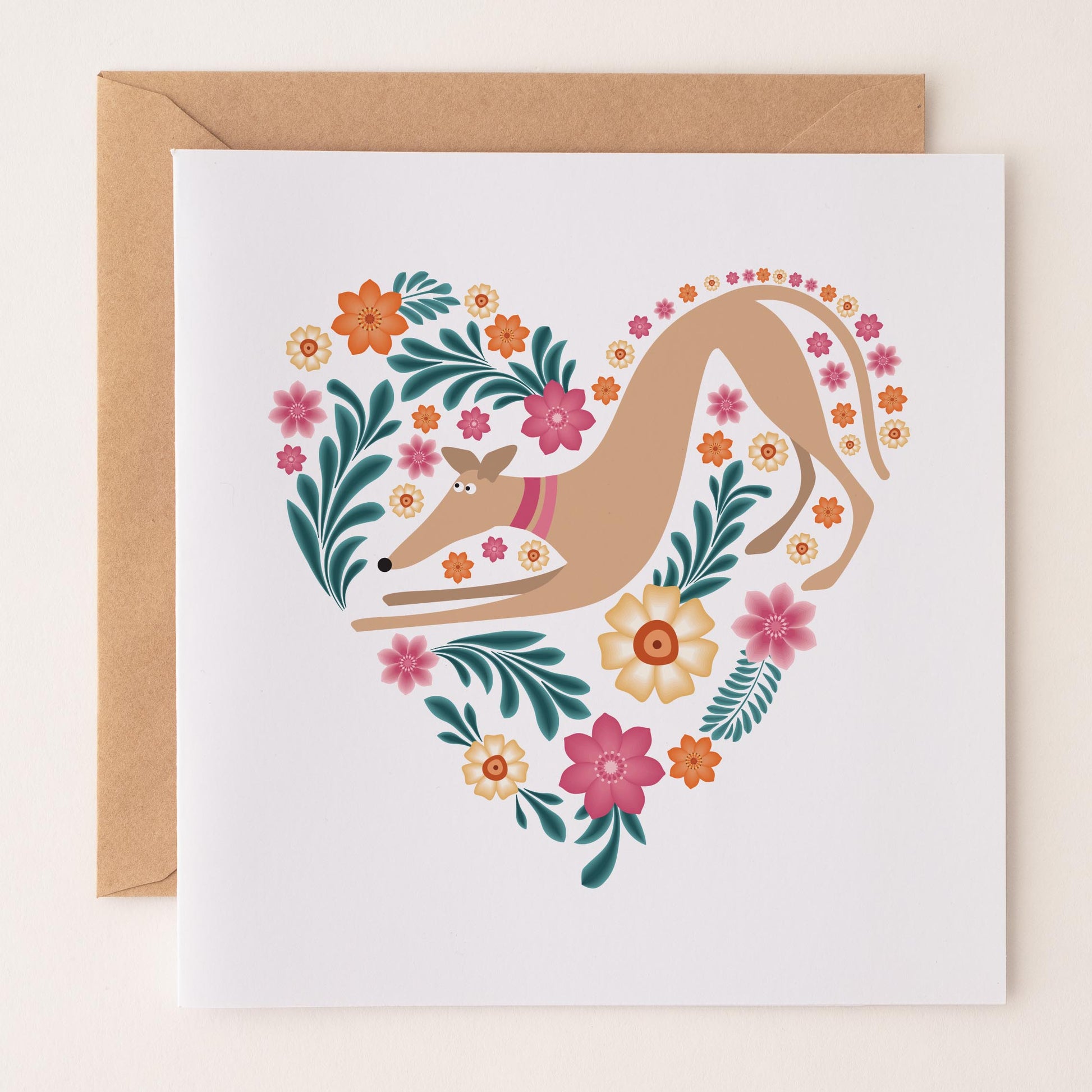 Hearts & Flowers - Hound Greetings Card