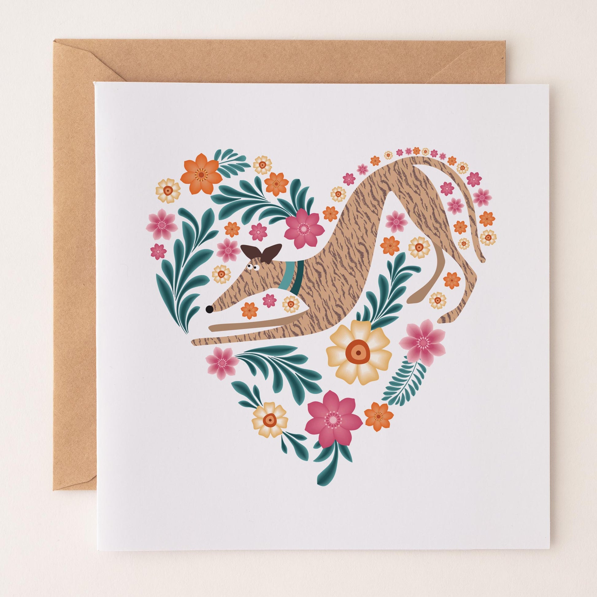 Hearts & Flowers - Hound Greetings Card
