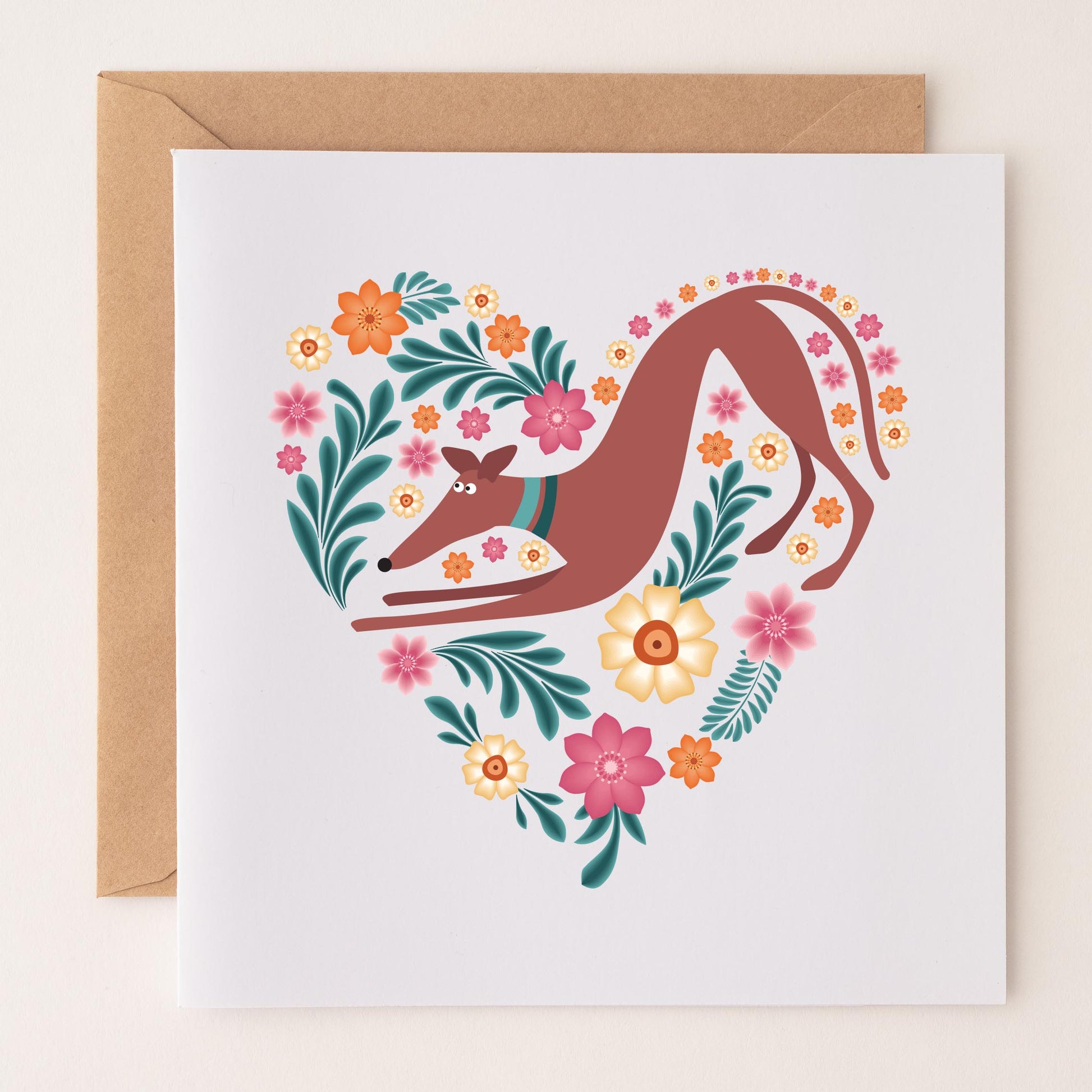 Hearts & Flowers - Hound Greetings Card