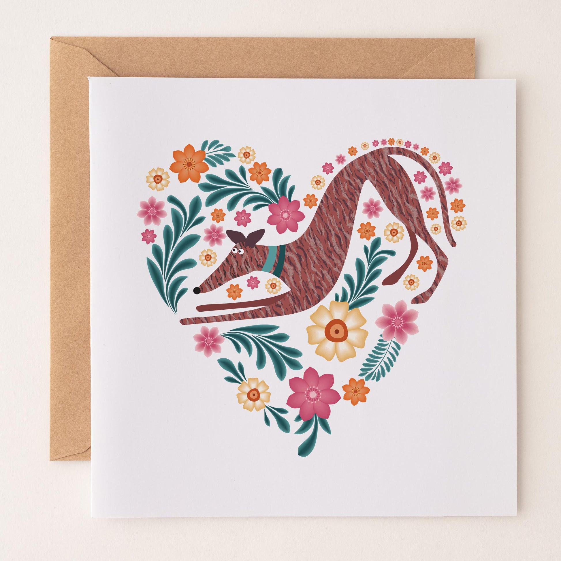 Hearts & Flowers - Hound Greetings Card