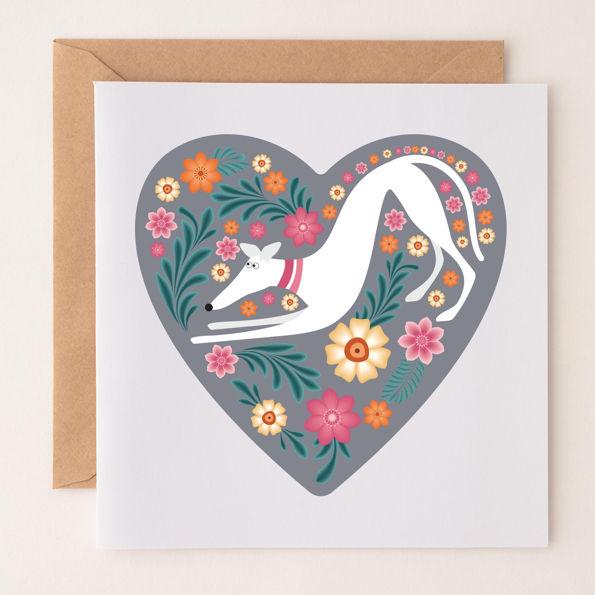 Hearts & Flowers - Hound Greetings Card