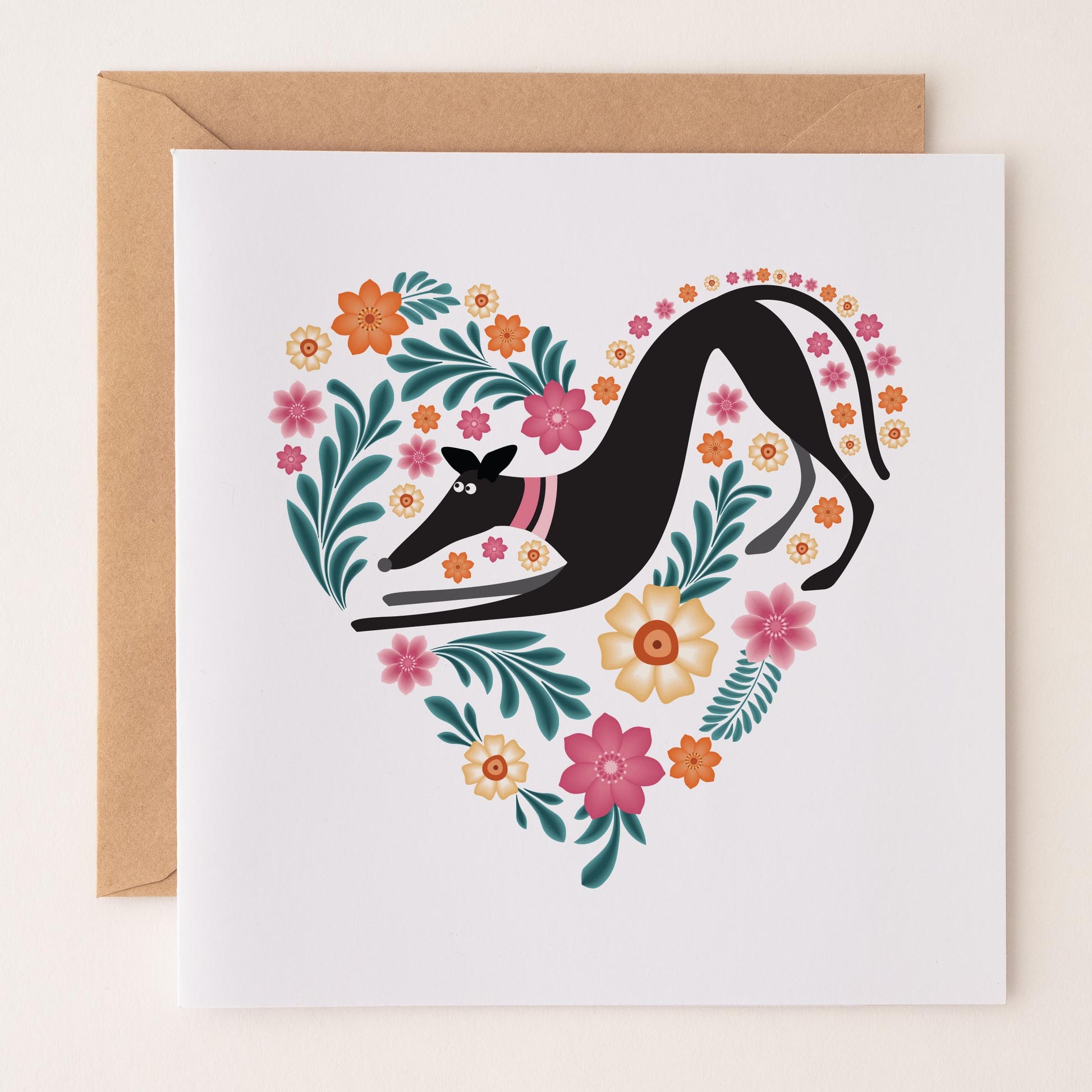 Hearts & Flowers - Hound Greetings Card