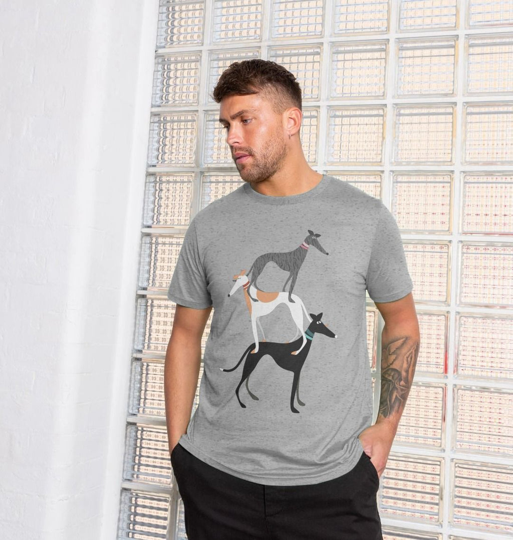 Young man modelling Hound stack tshirt in Grey