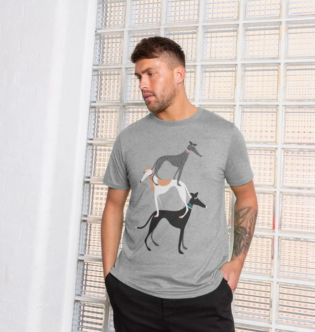 Young man modelling Hound stack tshirt in Grey