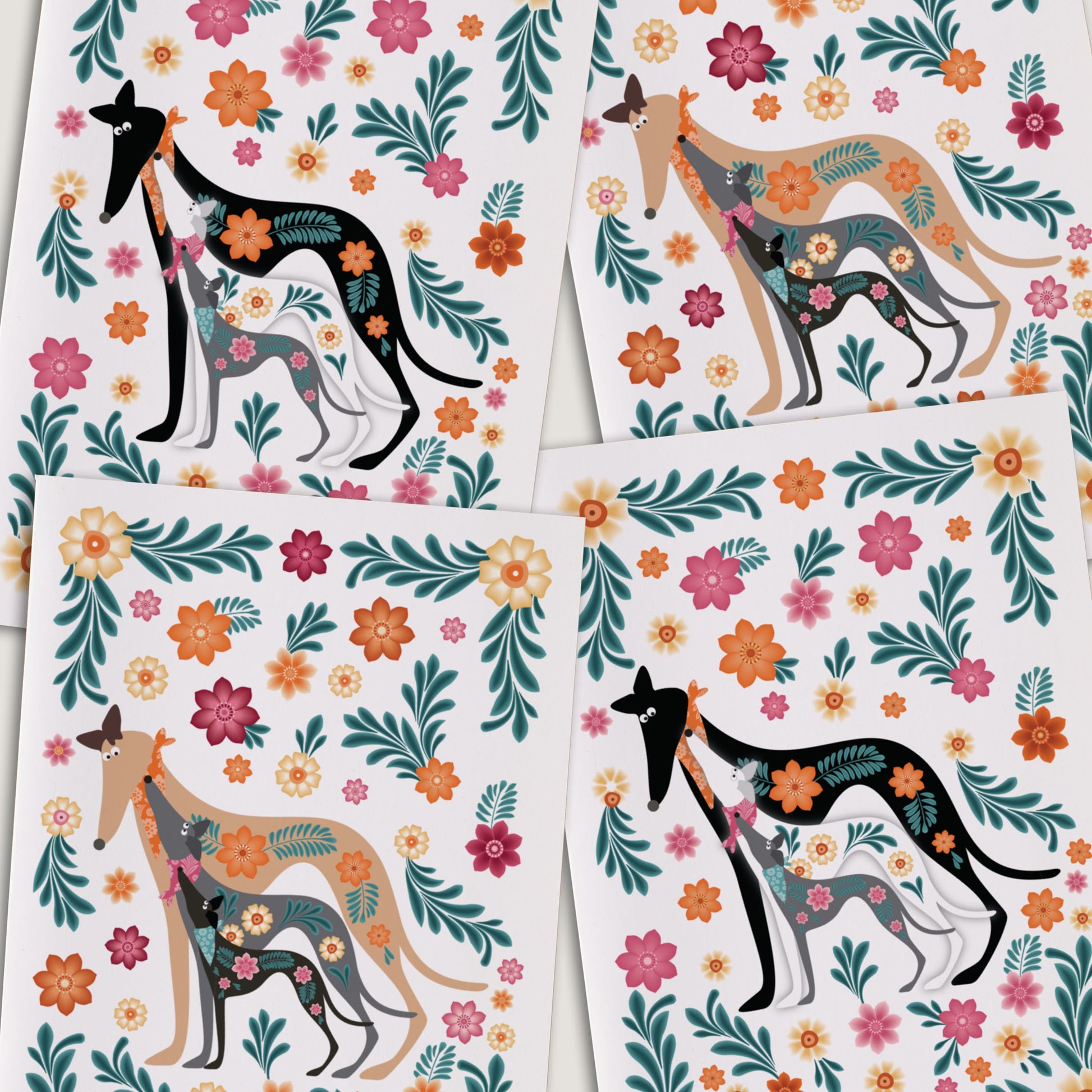 Rushin' Nestin Hounds - Matroshka - Greetings Card - BIRTHDAY | THANK Y0U | INVITATION - A6