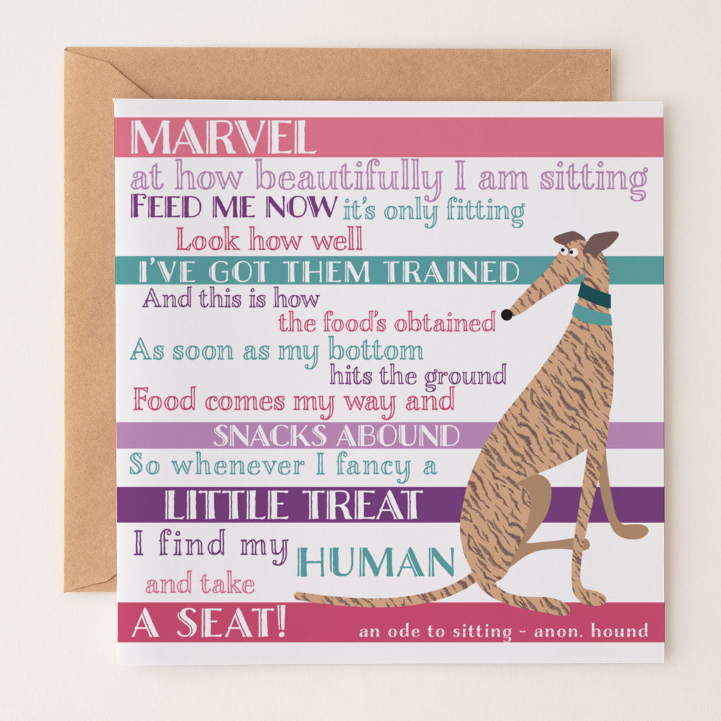 Ode to Sitting - Greetings Card - BIRTHDAY | ANNIVERSARY | CONGRATULATIONS