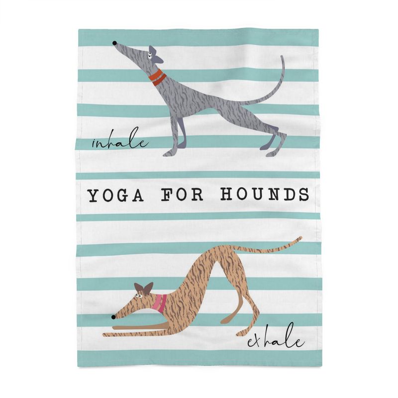 Yoga for Hounds - Blue Stripe Tea Towel