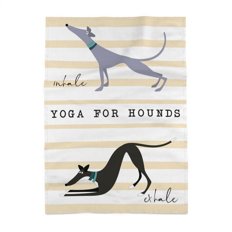 Yoga for Hounds - Cream  Stripe Tea Towel