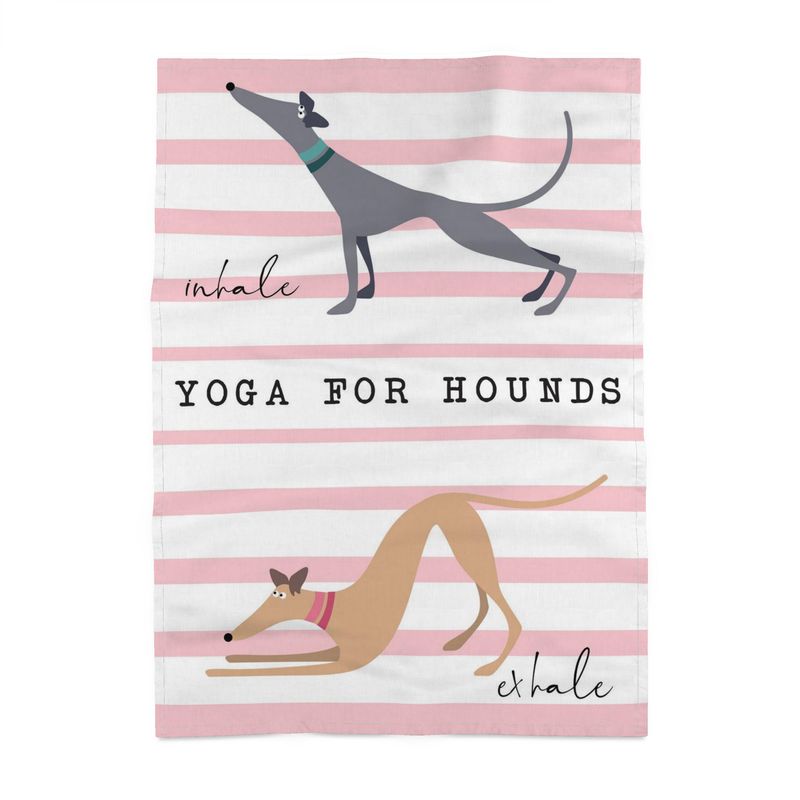 Yoga for Hounds - Pink Stripe Tea Towel