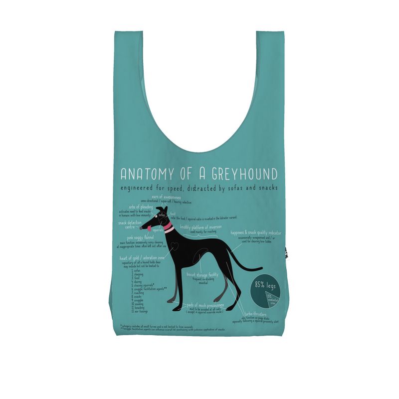 Anatomy of a Greyhound - Parachute Shopper TURQUOISE - The Hound LoungeParachute Shopping Bag