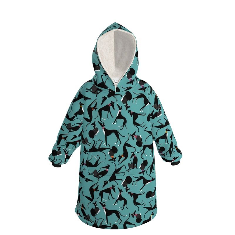 Black and White Hound Loungers - TURQUOISE Hoodie Blanket - The Hound LoungeHoodie Blanket