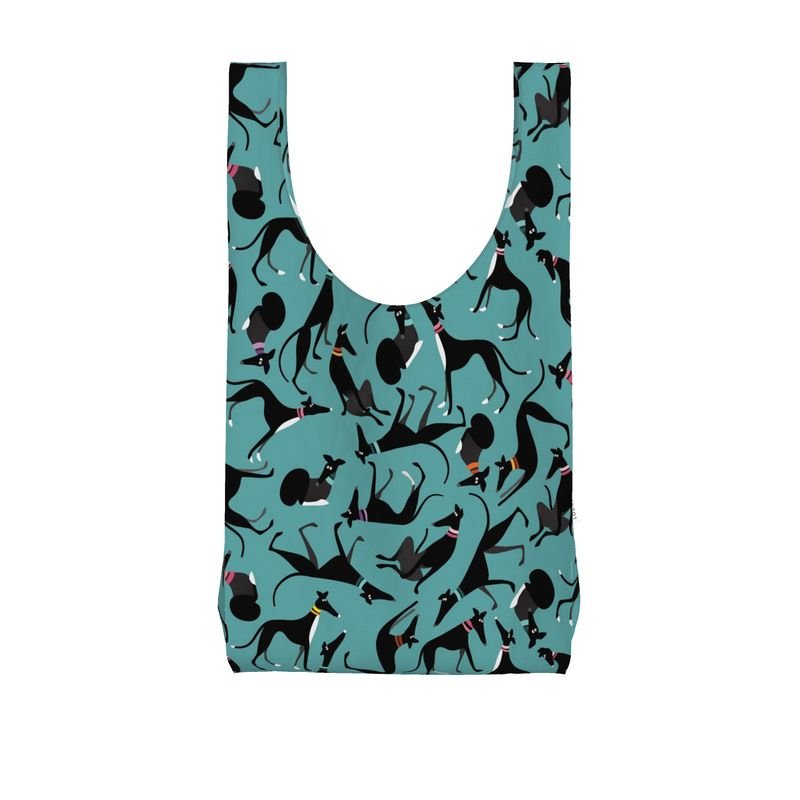 Black and White Hound Loungers - TURQUOISE Shopping Bag - The Hound LoungeParachute Shopping Bag