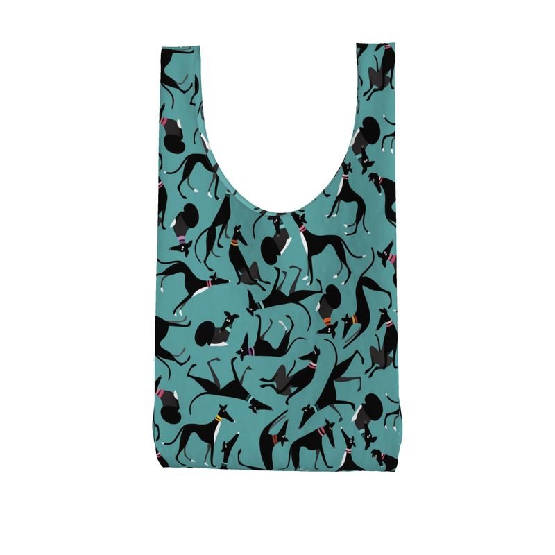 Black and White Hound Loungers - TURQUOISE Shopping Bag - The Hound LoungeParachute Shopping Bag