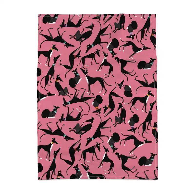 Black & White Hound Loungers - PINK Tea Towel - The Hound LoungeTea Towels