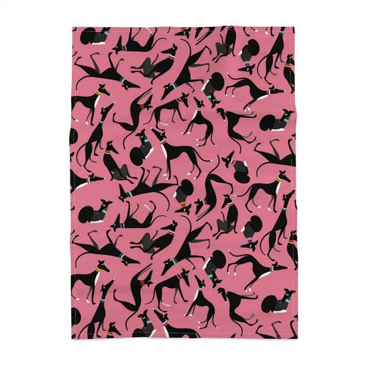 Black & White Hound Loungers - PINK Tea Towel - The Hound LoungeTea Towels