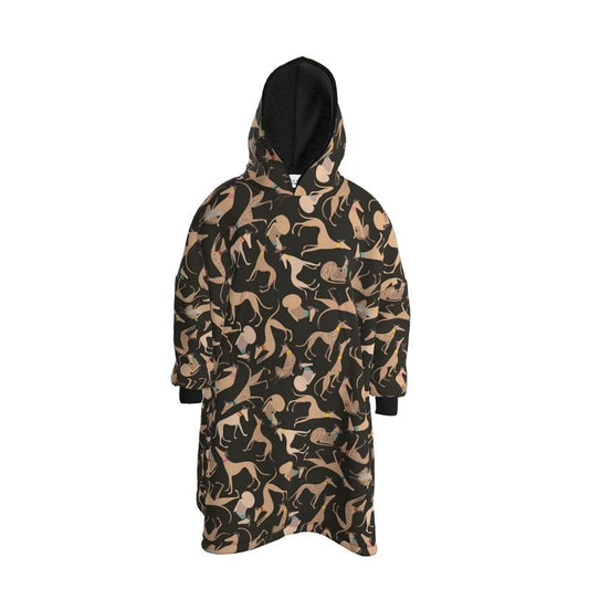 Fawn & Fawn Brindle Hound Loungers - WARM GREY Hoodie Blanket - The Hound LoungeHoodie Blanket