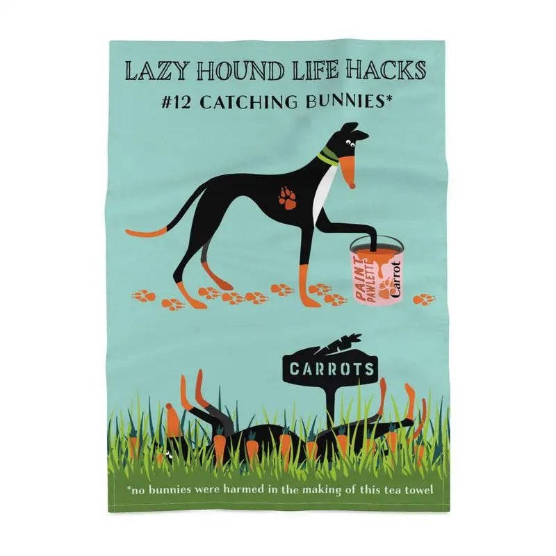 Lazy Hounds Life Hacks - Catching Bunnies Tea Towel - The Hound LoungeTea Towels